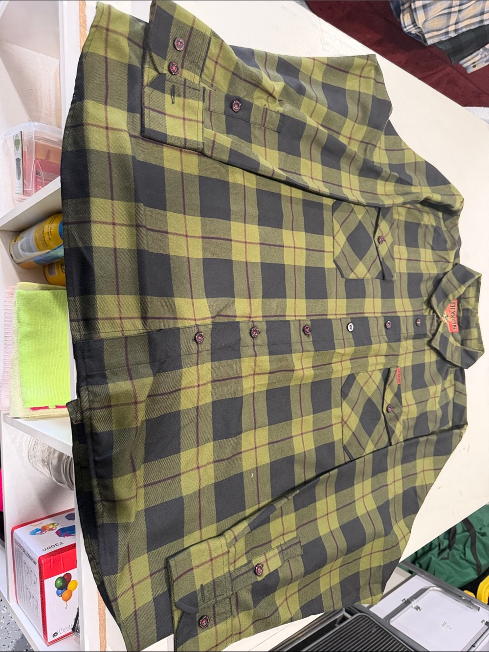 DIXXON Olive and Black Plaid Button-Down Flannel - Picture 2 of 8